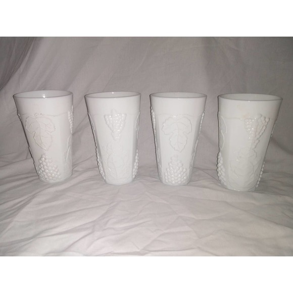 Indiana harvest grape milk glass tumblers (set of 4) - Picture 2 of 4